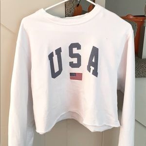 USA brandy cropped crew neck sweatshirt